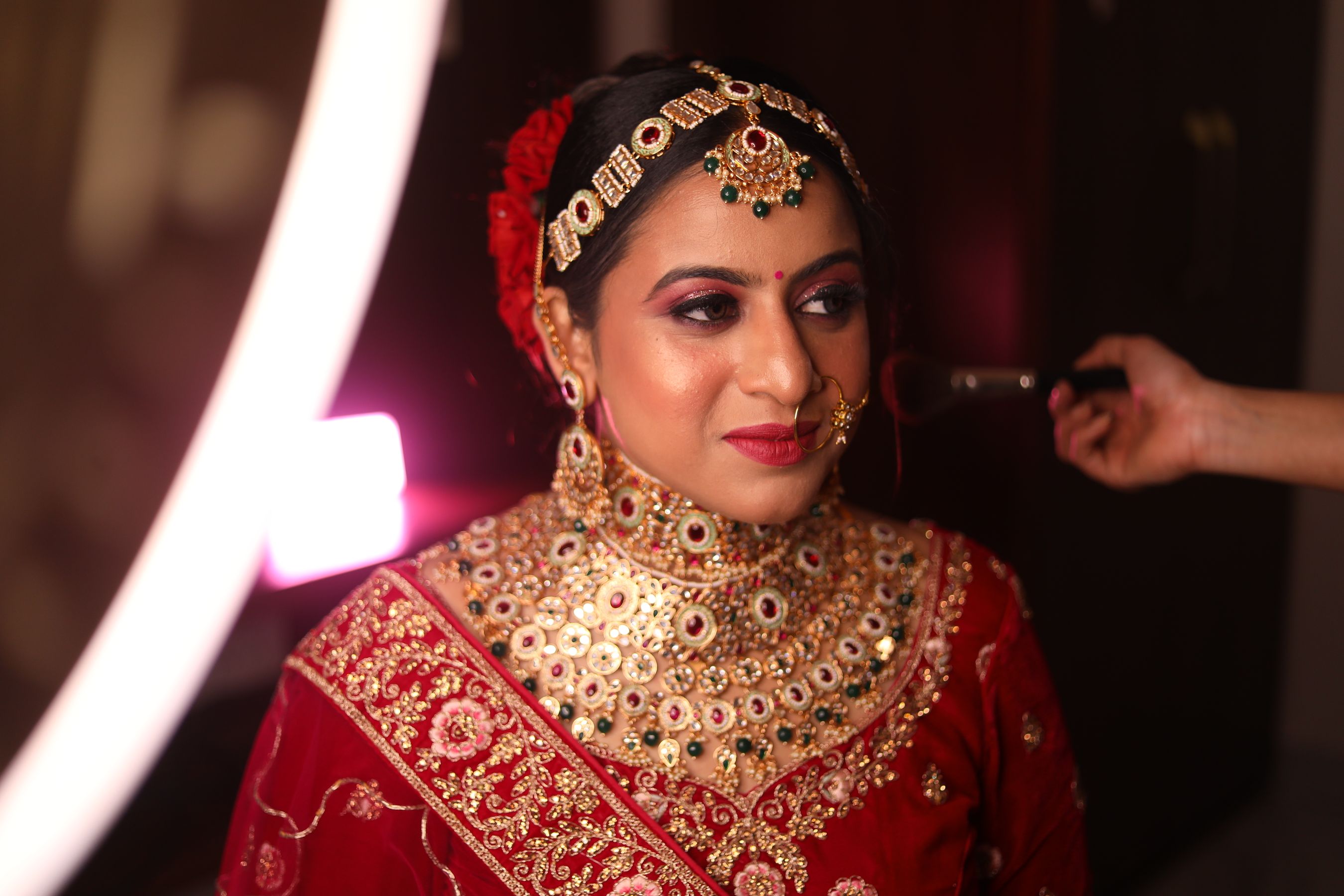 Bridal makeup at the ring light