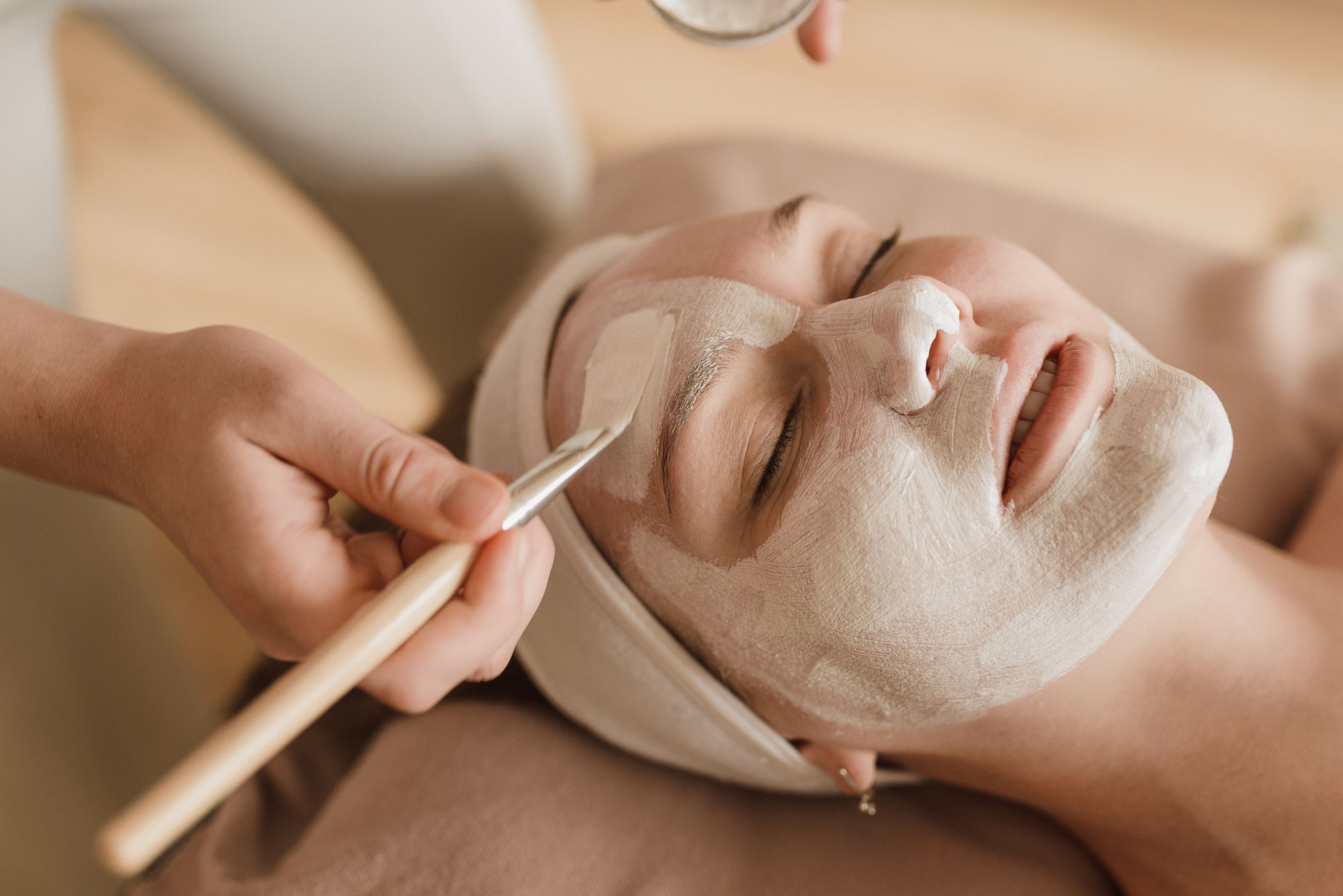 Herbal facial in progress